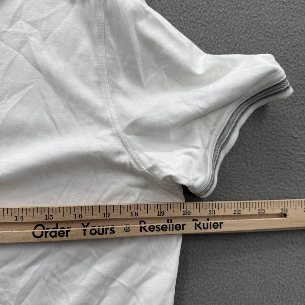 Banana Republic Luxury Touch Polo Shirt Mens Medium White Cotton Contrast Collar - Picture 8 of 10